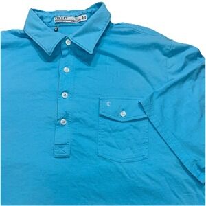 Criquet‎ Polo Shirt Mens XL  Robin Egg Blue 100% Organic Cotton Pocket 4 Button